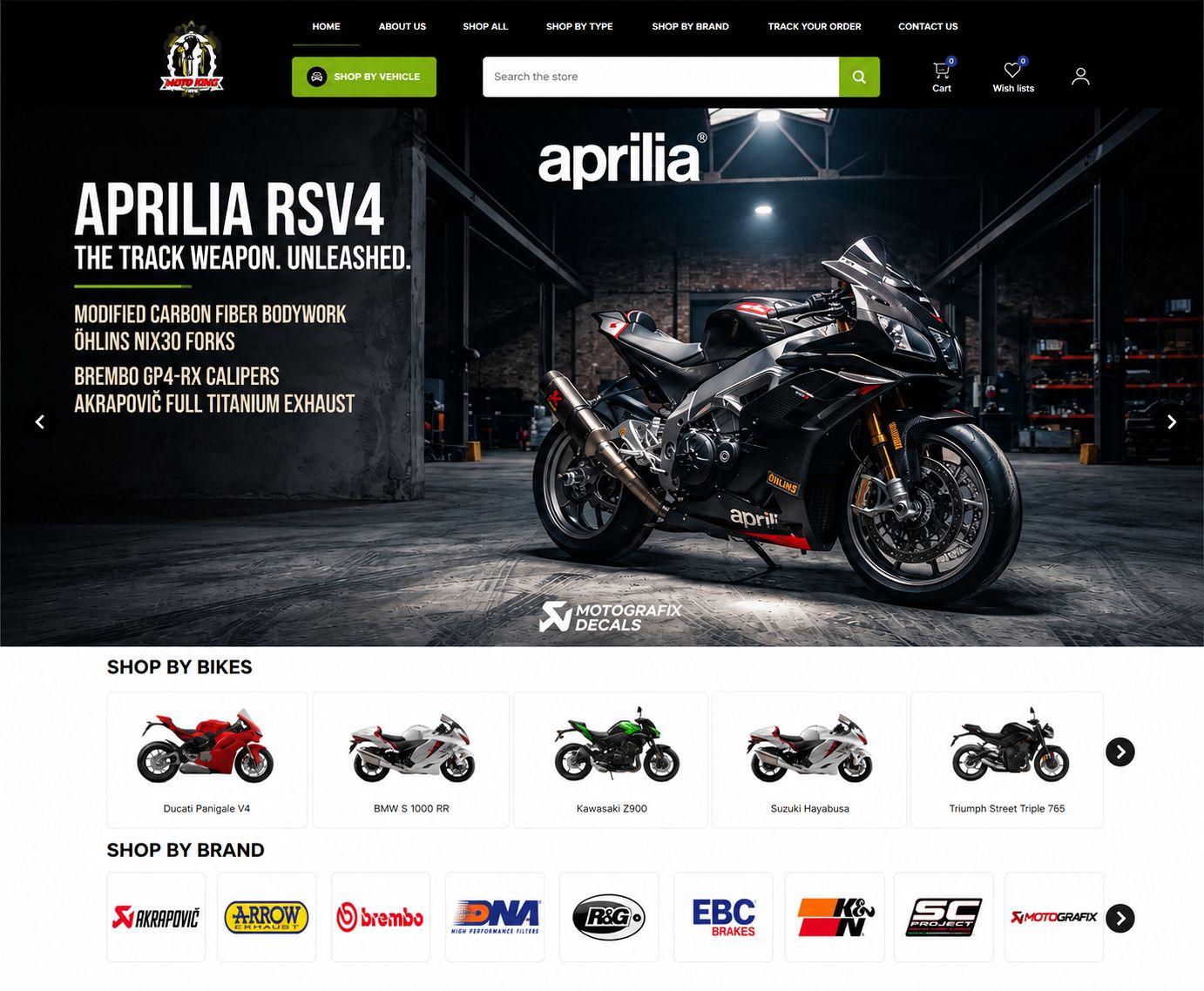 Motoking Store website project